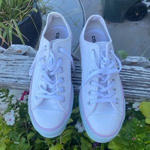 WOMENS SIZE 8 CONVERSE LOW TOP LIMITED EDITION GLITTER COLORFUL PLATFORM